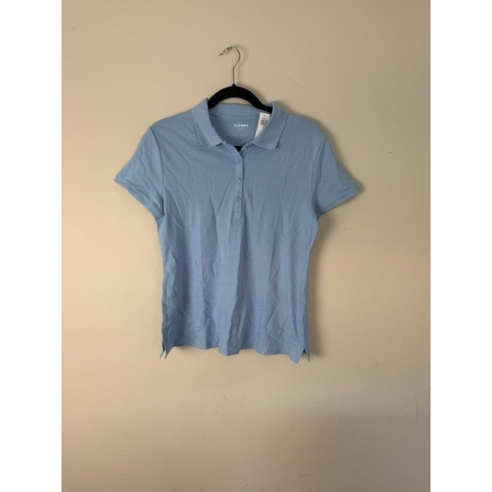 Old Navy Womens Light Blue Short Sleeve Pique Polo Shirt Size M NWT